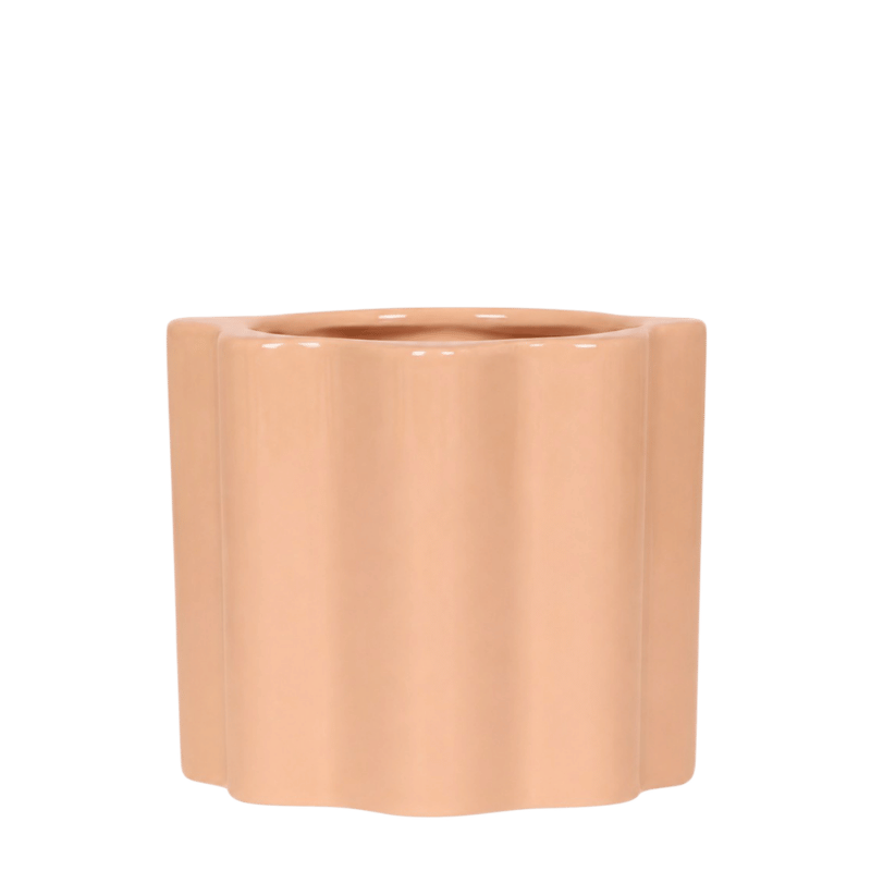 Cache-pot céramique à vagues verticales - pastel brillant et joyeux - orange