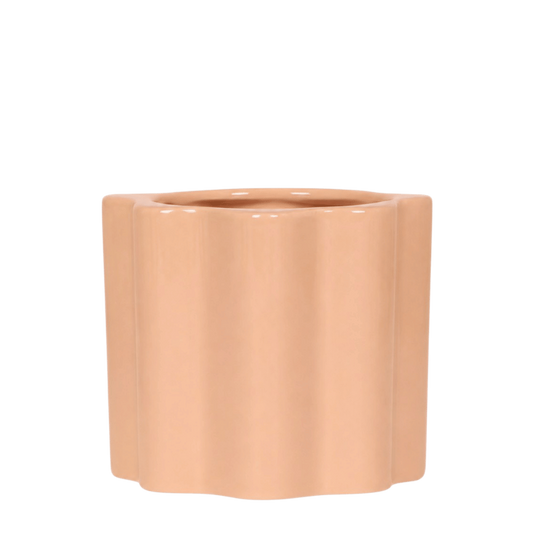 Cache-pot céramique à vagues verticales - pastel brillant et joyeux - orange